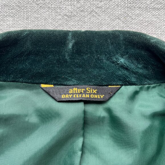Vintage 60s 70s After Six Forest Green Velvet Trim Tuxedo Jacket Extra Large - Picture 7 of 8